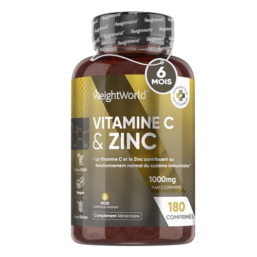 Vitamine C 1000mg + Zinc Bisglycinate 180 Comprimés