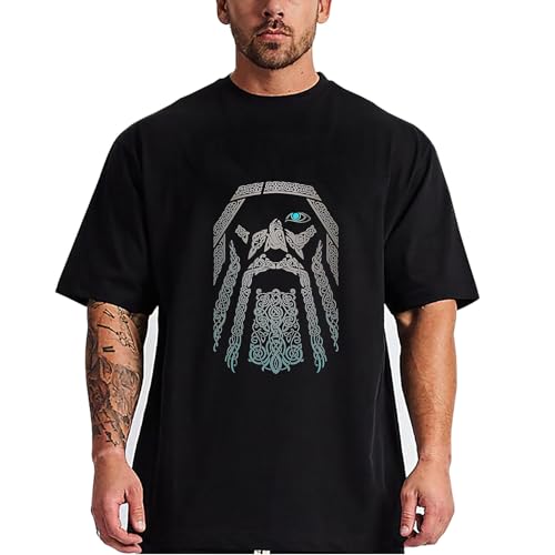Cloinhall Men's Cotton T Shirts for Big and Tall Men Loose T-Shirts Plus Size Top Tees Black XL