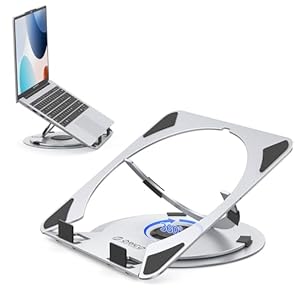 ORICO Laptop Ständer Höhenverstellbarer, Belüfteter Aluminium Laptop Stand mit 360° Drehbasis, Ergonomischer Klappbarer Notebook Ständer Kompatibel mit Laptops/Notebooks 10-17 Zoll - NS1-Silber