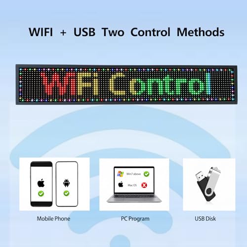 Image of P10 Programmable LED Sign Outdoor, RGB Full Color Scrolling LED Sign with 4000CD /㎡ High Brightness, WIFI Control Open Welcome Led Digital Display for Business Advertising, Store, 40 inchx 8 inch