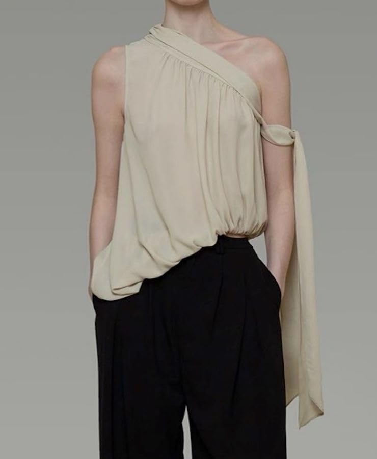 Top Monospalla Largo Donna Elegante Casual Woman One Shoulder Top Blusa 330068
