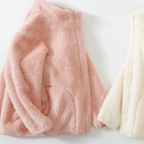 Girls' Outerwear Jackets Kids Soft Fleece Zip Up Sweatshirt with Pockets Boys Plush Fuzzy Furry Winter Jacket Faux Fur Coat4