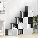 LoogCape Scaffalatura a cubo, con 15 ante chiuse, pannelli in plastica PP e telaio in acciaio, moduli da 30 x 30 cm, impilabili, per corridoio e corridoio
