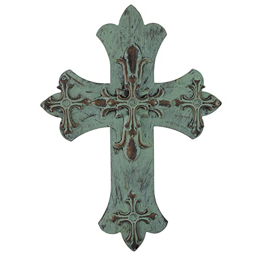 Farmhouse Cross Wall Decor,Metal Cross Decoration For Home Decor, Family Wall Art Flower Cross Wall Sculpture 14.5" H #TOP2