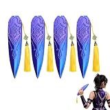 Juego de Accesorios de Cosplay 4 Piezas Color Púrpura, Decoración con Borlas y Nudo Chino, Set para Disfraces, Halloween, Carnaval y Fiestas Temáticas