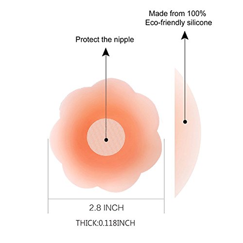 Silicone Nipple Covers - 5 Pairs, Women's Reusable Adhesive Invisible Pasties Nippleless Covers