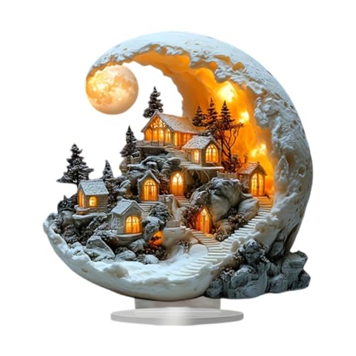 LOVIVER Mond Acryl Statue Figurine Weihnachten Ornament Sammeln Tisch Dekoration Desktop Ornament für Regal Bauernhaus