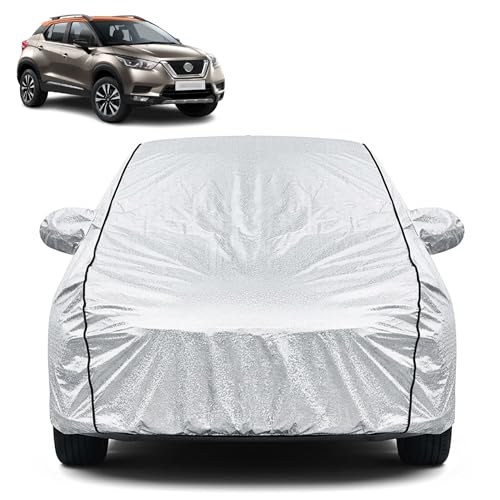 Image of Waterproof Car Cover for Nissan Kicks | Dustproof, UV Resistant & Scratch Protection | Soft Cotton Lining | Triple Stitched | Mirror Pockets & Elastic Fit | Silver