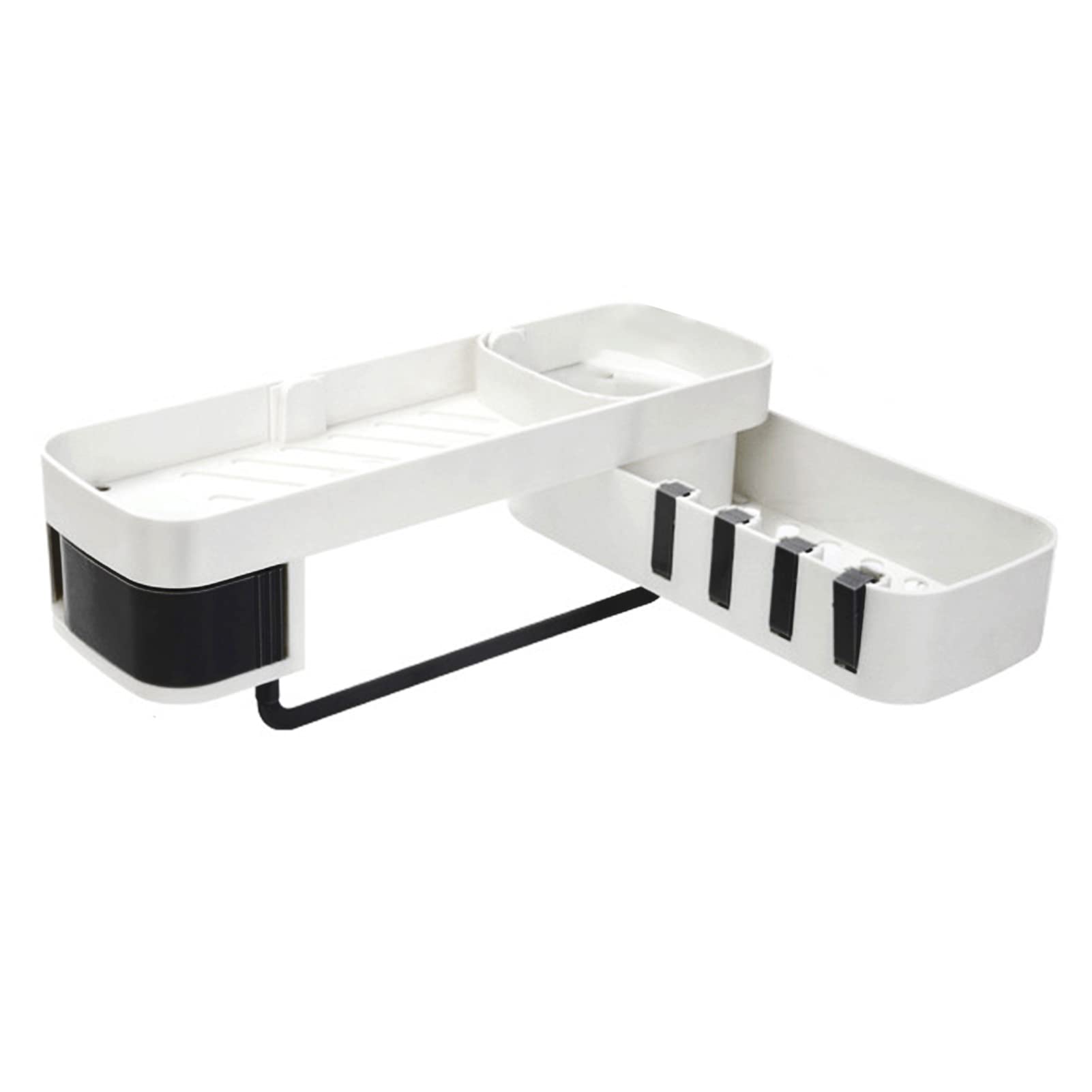 Tyenaza Shower Caddy Bathroom Corner Shelf Multifunctional Double Layer Storage Rack Kitchen Non Marking Wall Mounted Holder for