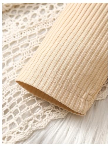 MakeMeChic Toddler Baby Girl's 3 Piece Outfits Rib Knitted Long Sleeve Sweater and Plaid Overall Dress Set with Headband4