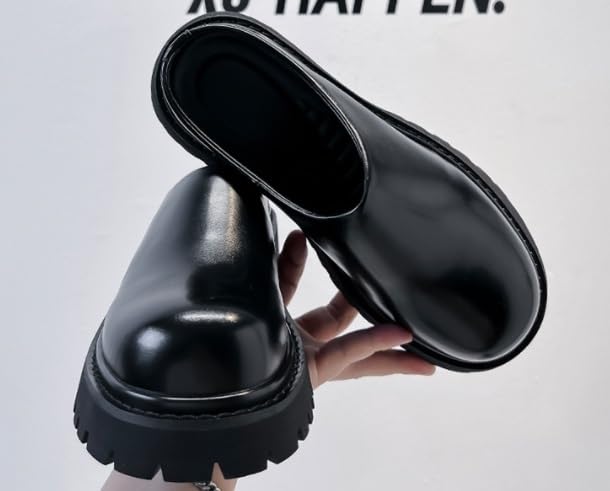 Men's Loafers, Leather Slip-on semi-Slippers, Thick Sole, Non-Slip and Wearable, Casual, Business, Work, Comfortable, Outdoor3