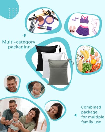 image for babygoal Wet Dry Bags 3 Pack, Waterproof Reusable Travel Bags for Swim