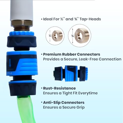 Image of IFFCO Urban Gardens - Hose Connectors - Set of 3 - Garden Water Hose Connector, Spray Nozzle to Hose, Pipe to Pipe Quick Connectors - Durable, Rust Resistance, Leakproof Design