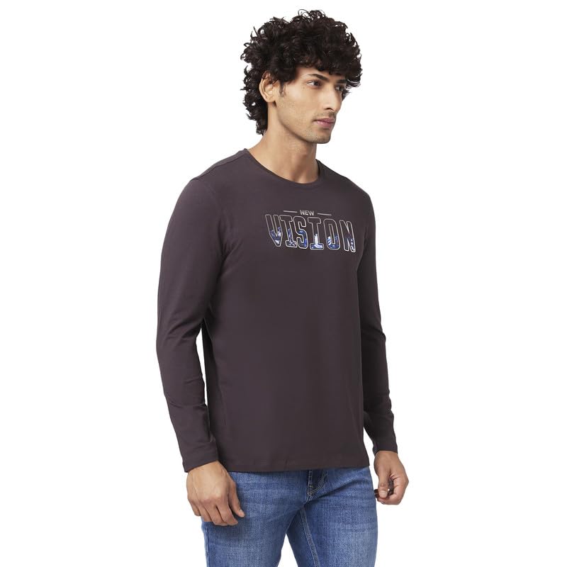 Image of Spykar Men's Slim Fit Round Neck Full Sleeve Printed Casual T-Shirt
