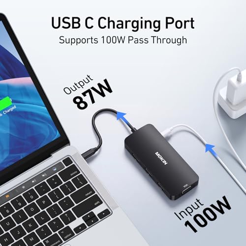 Image of USB C Docking Station Dual DisplayPort, USB Hub with 2 DP, HDMI, VGA, USB C 2.0, A 2.0, PD Charging Port, Multi Monitor Adapter for Dell /HP Laptops, Black