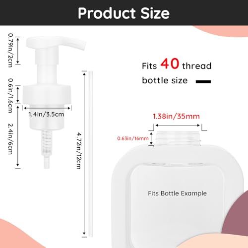 Image of Segbeauty 3pcs White Foam Hand Soap Dispener Pump Replacement, Foam Dispenser Pump for Kitchen Hand Soap Dispensing Bottle, Bathroom Foaming Pumps Head, 40 Thread Size Foaming Bottle Lid Reusable