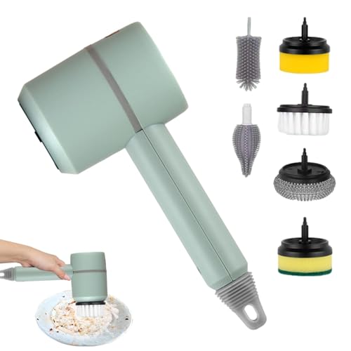 Depurador eléctrico de limpieza, limpiador eléctrico de ducha - Cepillo de limpieza eléctrico portátil | Cepillo automático para zapatos, cepillo para ollas recargable con 6 cabezales