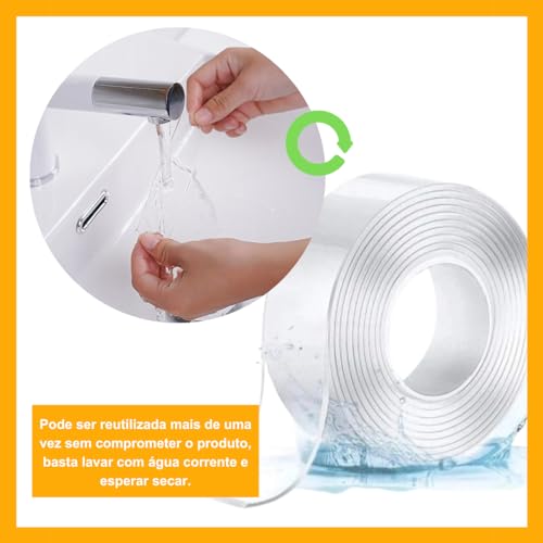 Super Fita Mágica Nano Adesiva Dupla Face Extra Forte Lavável Transparente 3M RHAYNER