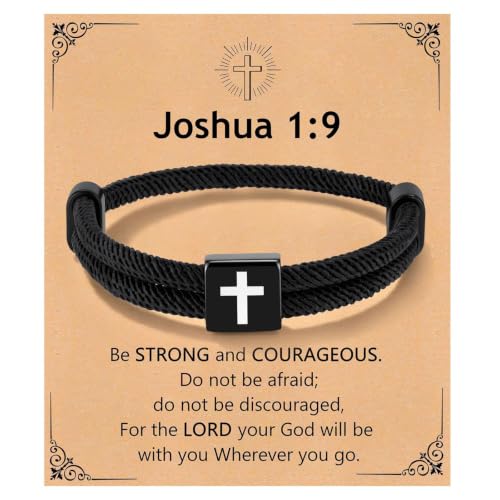 TempBeau WWJD Cross Bracelet for Men - Braided Rope Strand Bracelet Birthday Gift Ideas First Communion Confirmation Christian Baptism Gift for Men with Adjustable Metal,Easter Basket Stuffers for Men - image 1