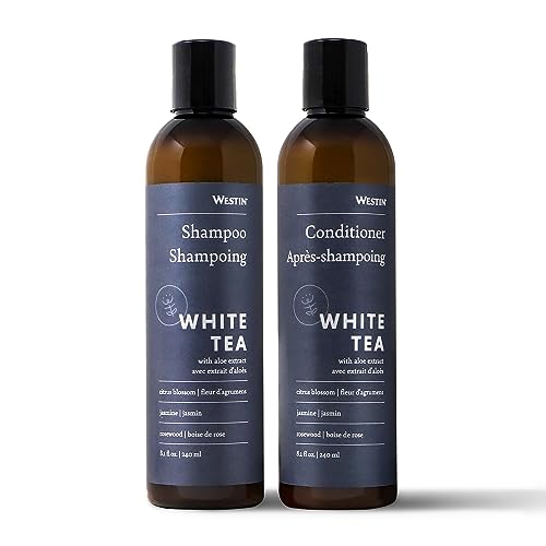 Westin Shampoo & Conditioner Set with Signature White Tea Aloe Scent - Hydrating, Moisturizing, Repairing Hair Care for Normal Hair - 8-ounce Bottles - Hotel Amenity Set