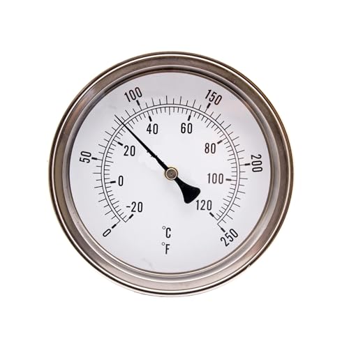 Thermomètre bimétallique industriel 0-250 degrés thermomètre cadran 5 pouces tige 6"