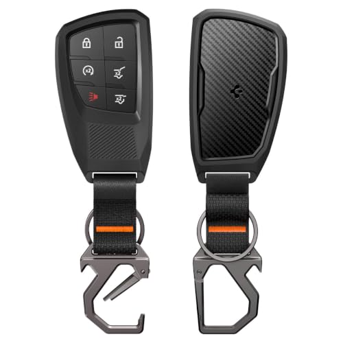 Spigen Light Slim Key Fob Cover with Carabiner [Sleek Carbon Fiber Accents] Designed for BMW G Series Smart Key Fobs (1 Pack)