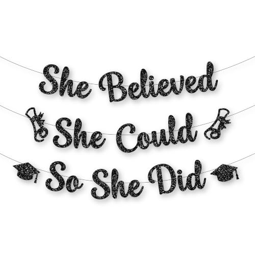 Image of KatchOn, She Believed She Could So She Did Banner - Glitter 10 Feet, No DIY | Congratulations Banner for Nursing 2026 Graduation Party Decorations | Medical School Graduation Decorations 2026