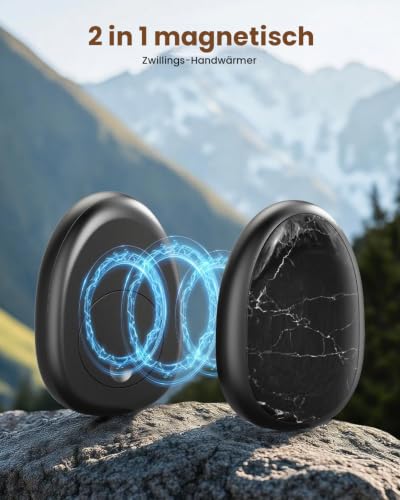 coldSky Handwärmer Wiederaufladbar 2 Pack, Kieselsteinoptik Magnetische Elektrische Tragbare Heizung 4000mAh, Wiederverwendbare… – Ansicht 4