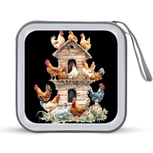 House On Chicken CD Case Plastic DVD Case Holder Wallet Disc Storage Organizer for Car Travel