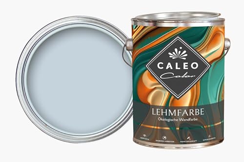 Caleo Color MORGENTAU Clay Paint, Grey Blue/Light Blue, 2.25 Litres, Ecological Wall Paint for Living Room etc. High Coverage, Drip-Free, Odourless