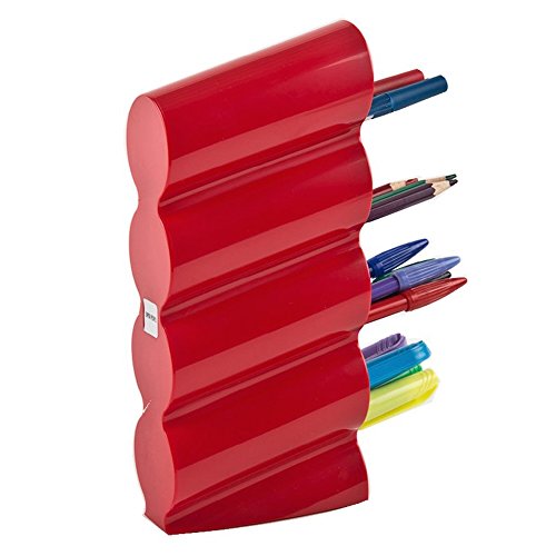 Ideas Wave soporte para bolígrafos lápices soporte 4 división para escritorio portapapeles caso corto bolígrafos, color rojo