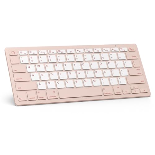 Image of OMOTON Bluetooth Keyboard Compatible with iPad A16 11th 10th Generation, iPad 10.2 (9th /8th /7th), iPad Pro 13 /12.9 /11 inch, iPad Air /Mini and More iOS Devices, Pink & Pearl White