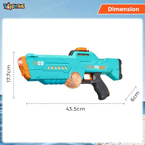 Image of Toyshine Electric Water Holi Gun Toy with10ft Range | Automatic Suction Self-Integration | Lights | Rechargeable Battery | 450ml Tank Capacity Perfect for Holi Festival & Summer Outdoor Fun- Blue
