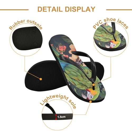 Colorful Green Parrot Bird Flowers Flip Flop Beach Summer Casual Sandal for Women & Men Shower Shoes 208586492