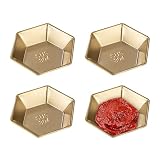 4Pcs Soy Sauce Dishes, 4oz Stainless Steel Dipping Bowls, Hexagon Shape Seasoning Dish, Small Condim