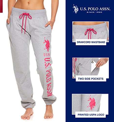 U.s. Polo Assn. Essentials Grey Womens Basic Sweatpants With Pockets - French Terry Jogger Sweats (Heather Grey, Medium) #TOP1
