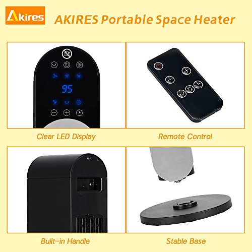 Akires 30″ Portable Space Heater With Thermostat,1500W Electric Ptc Ceramic Space Heaters For Indoor Use With Remote,12H Timer,Tower Heater For Large Room,Bedroom,Office,Dorm #TOP4