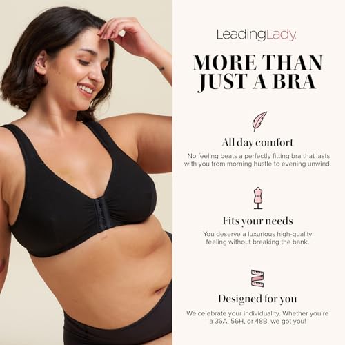 Image of LEADING LADY, Meryl, Front-Closure Cotton Bra, Comfort Sleep for Women, Breathable, Unlined, Full Coverage, Wireless, 36A-56H