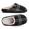 COFACE Mens Cozy Memory Foam Scuff Slippers Casual Slip On Warm House Shoes Indoor/Outdoor Sandal Slippers With Arch Support Rubber Sole Size 7-15
