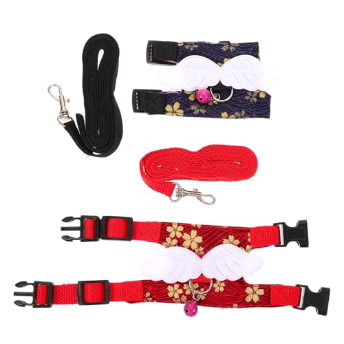 ULTECHNOVO Harnais pour Lapin en Corde Confortable et Léger avec Clochette, Ensemble Harnais et Laisse pour Petits Animaux en Denim, Facile à Mettre, Adapté Intérieur et Extérieur