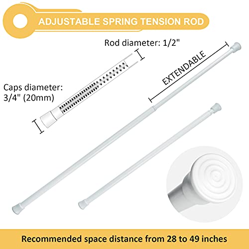 Kxlife 2Pcs Spring Tension Rods For Windows 28 To 49 Inch, Window Rod Bar, Small Tension Rod Expandable Adjustable Curtain Rod For Kitchen Window, Doorway, Bathroom (White) #TOP1