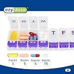 Ezy Dose Weekly (7-Day) Pill Organizer, Medium Planner, Colour May Vary | Vitamin & Supplement Medicine Case, Spacious Push-Button Compartments, Convenient & Easy to Use, Great for Travel, BPA-Free