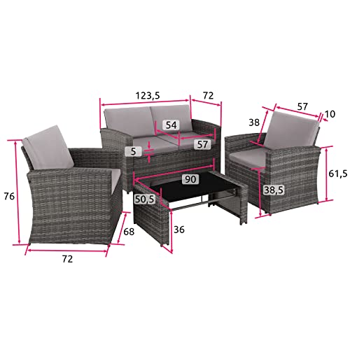 tectake Lounge Gartenmöbel Set Poly Rattan für den Garten, Möbel für den Balkon, 12-teilige Garten Lounge (wetterfest), Essgruppe mit Outdoor Sofa, Sessel und Tisch für 4 Personen – Bild 7