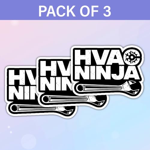 Image of SODAVA 3Pcs HVAC Tech Stickers, Black Vinyl, Glossy, Cartoon, Funny HVAC Tech, Removable, Waterproof, Bumper Stickers