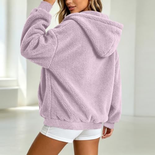 Womens Sherpa Hoodie Jacket Zip Up Fuzzy Fleece Casual Warm Sweatshirt Coat - image 7