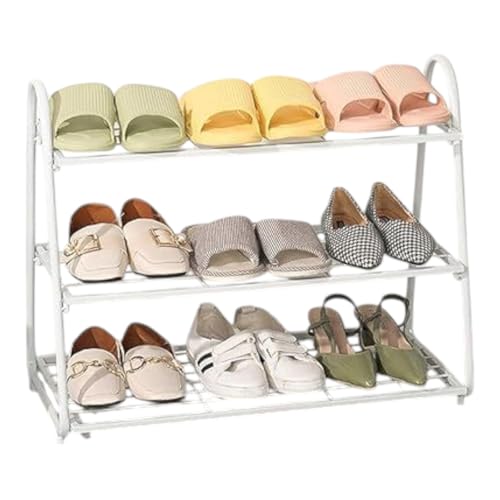 Image of MetalTouch 3-Tier Metal Shoe Rack for Entryway, Closet, or Bedroom ? Stackable & Space-Saving Shoe Organizer Shelf ? Rustproof, Heavy-Duty Storage ? White
