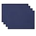 ColorBird Elegant Waffle Jacquard Doily Place Mat Waterproof Spillproof Microfiber Fabric Table Placemats, 13 x 19 Inch, Set of 4, Navy Blue
