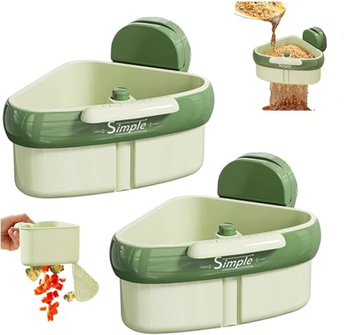 Image of 2025 New Upgraded Suction Cup Press Sink Drainer Basket,Sink Strainer Basket,Automatic Dumping Sink Strainer Basket,Faucet Sponge Storage Rack,Corner Sink Trash Catcher for Food Waste