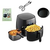 LOUISE STURHLING All-Natural Healthy Ceramic Coated 4.0L Air Fryer. BPA-FREE, PTFE & PFOA-FREE, 7-in-1 Pre-programmed One-touch Settings, Exclusive BONUS Items - FREE COOKBOOK, TONGS & PIZZA PAN