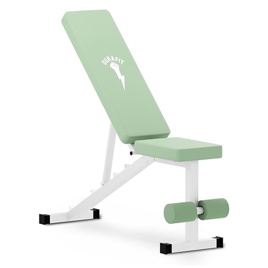 Durafit Foldable Bench PFB01 Max User Weight 150 Kgs Multilevel Incline And Decline Exercise Home Workout - Green